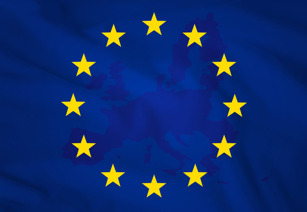 Europe map with European union flag