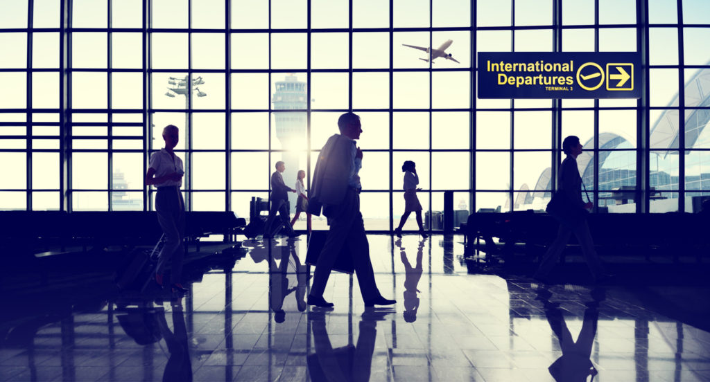 International Departures Terminal Business Travel Transportation Flight Concept