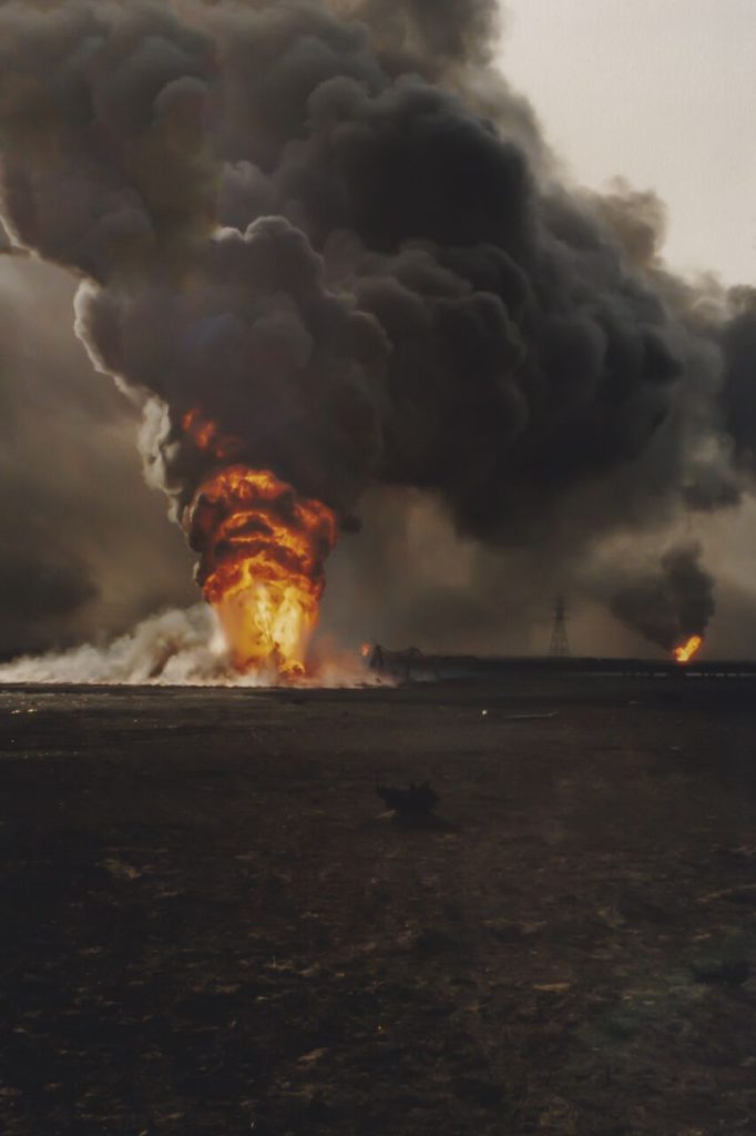 Iraqi oil well on fire